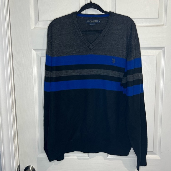 U. S. Polo Association Men’s Sweater - Gray/Black/Blue - XL - Picture 1 of 5